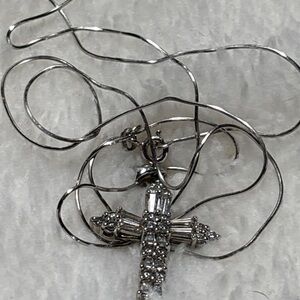 .925 STERLING SILVER CROSS pendant  with cubic zirconia stones